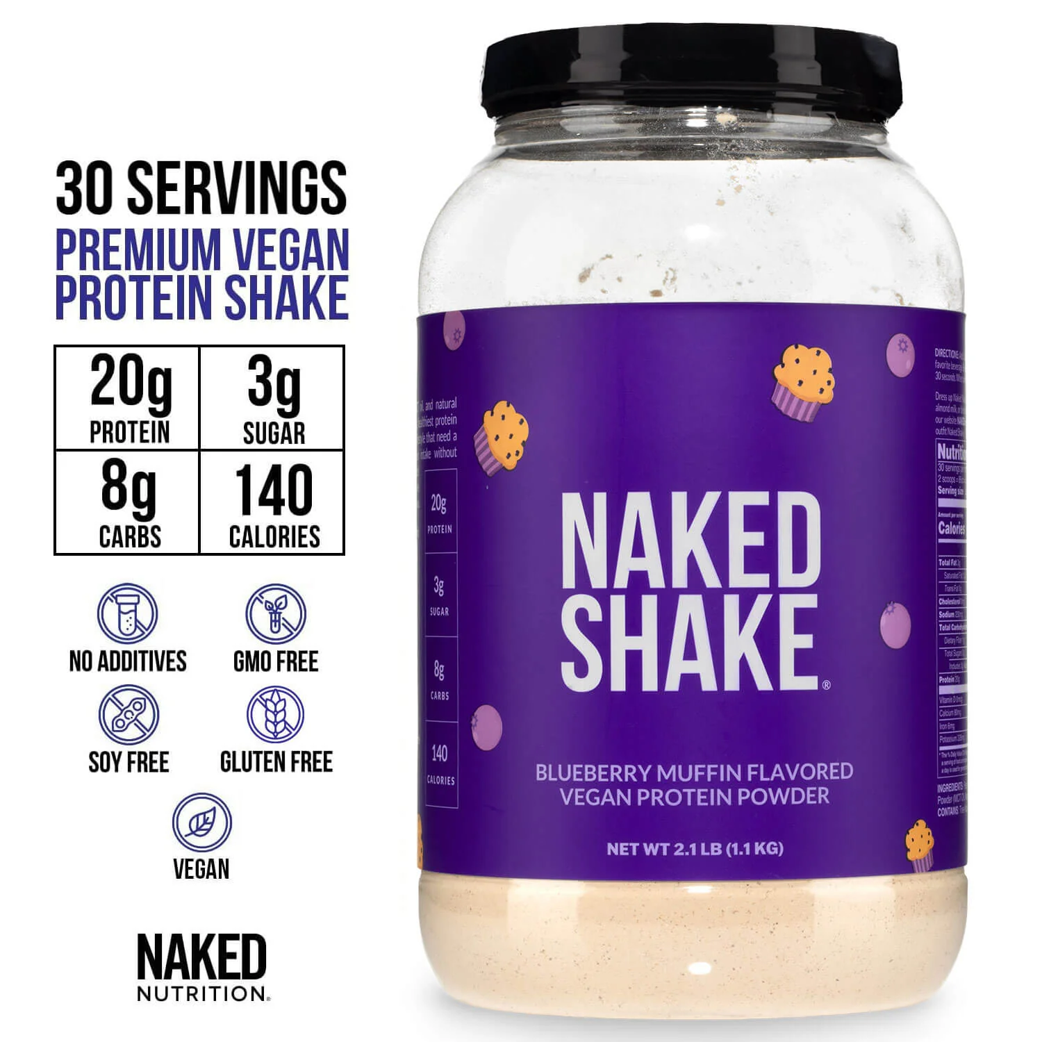 Blueberry Muffin Protein Shake | Naked Shake - 30 Servings - Image 3