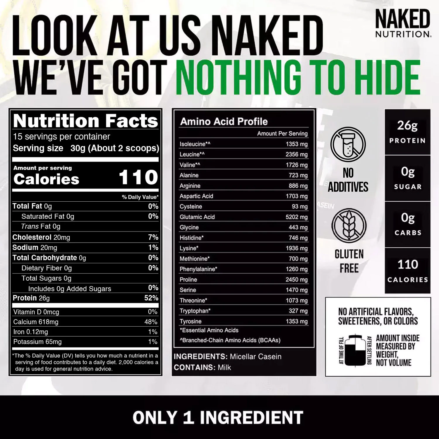 Micellar Casein Protein Powder | Naked Casein - 1lb - Image 4