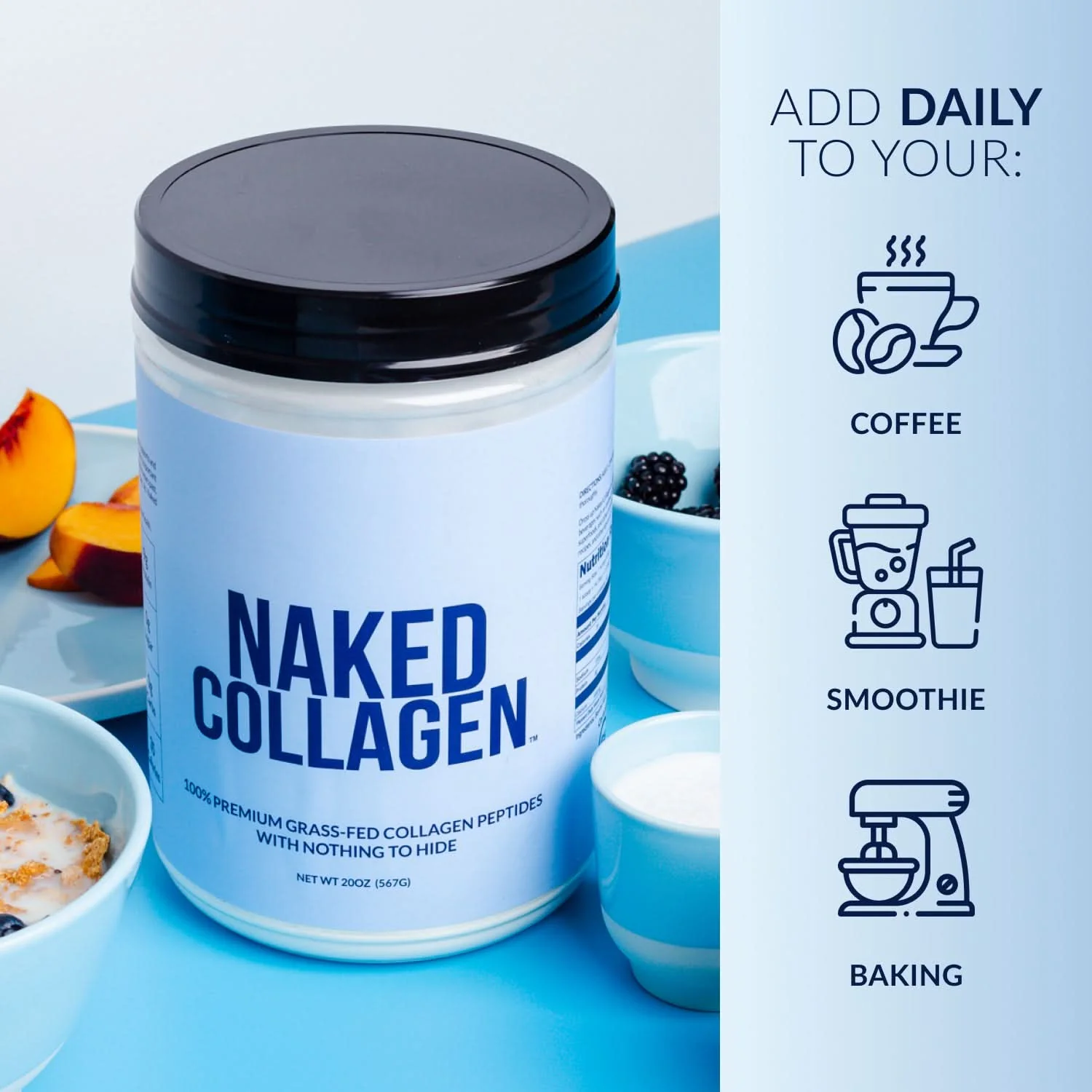 Chocolate Collagen Peptides with Hyaluronic Acid | Naked Collagen Advanced - 1.3 LB - Image 2