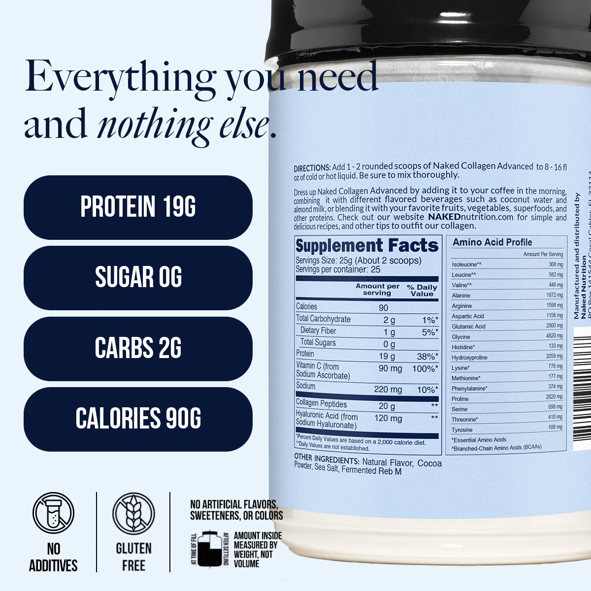 Chocolate Collagen Peptides with Hyaluronic Acid | Naked Collagen Advanced - 1.3 LB - Image 4