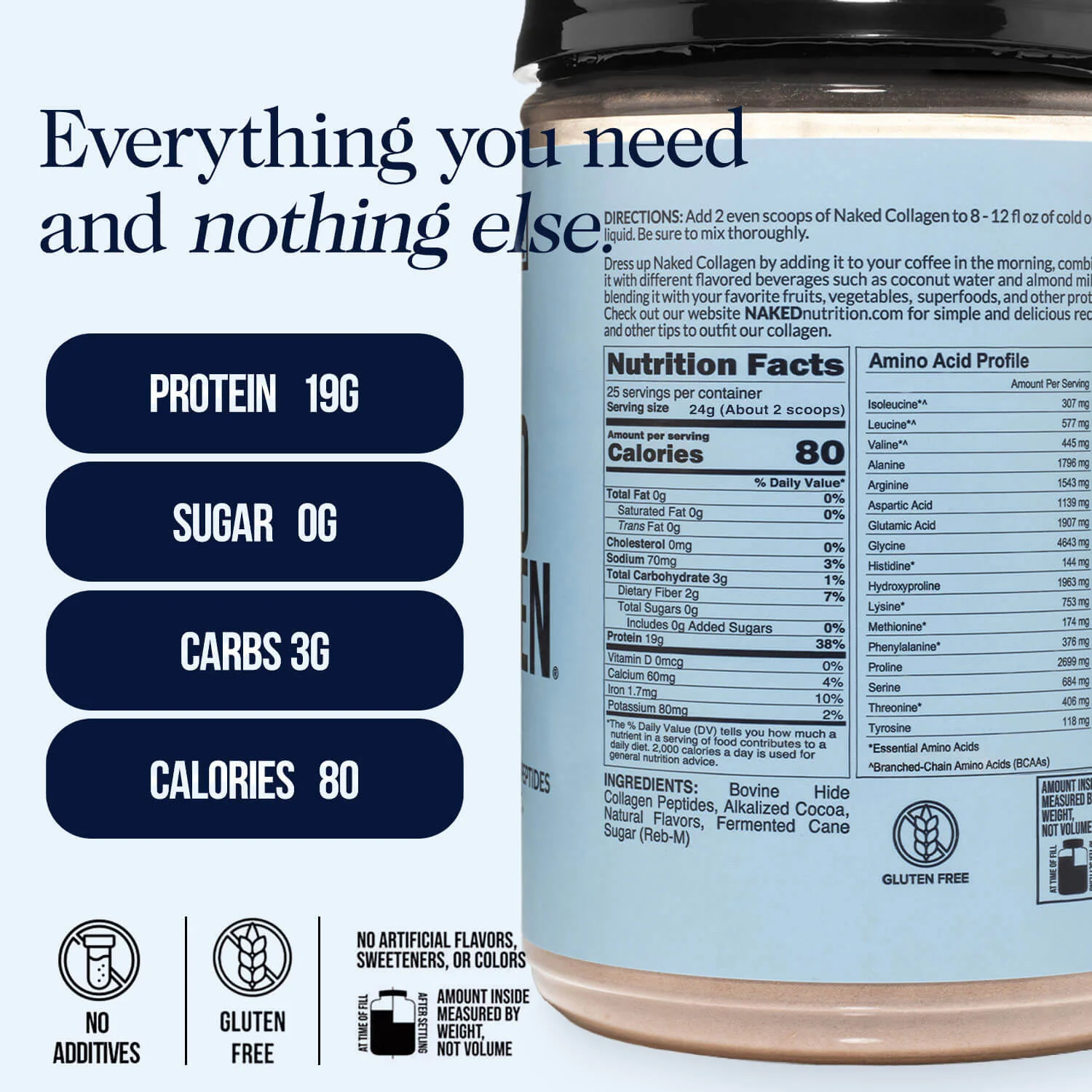 Chocolate Collagen Peptides Powder | Naked Collagen - 1.3 LB - Image 3