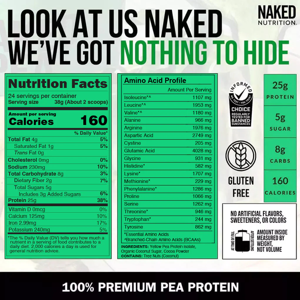 Chocolate Pea Protein Powder | Naked Chocolate Pea - 2LB - Image 4