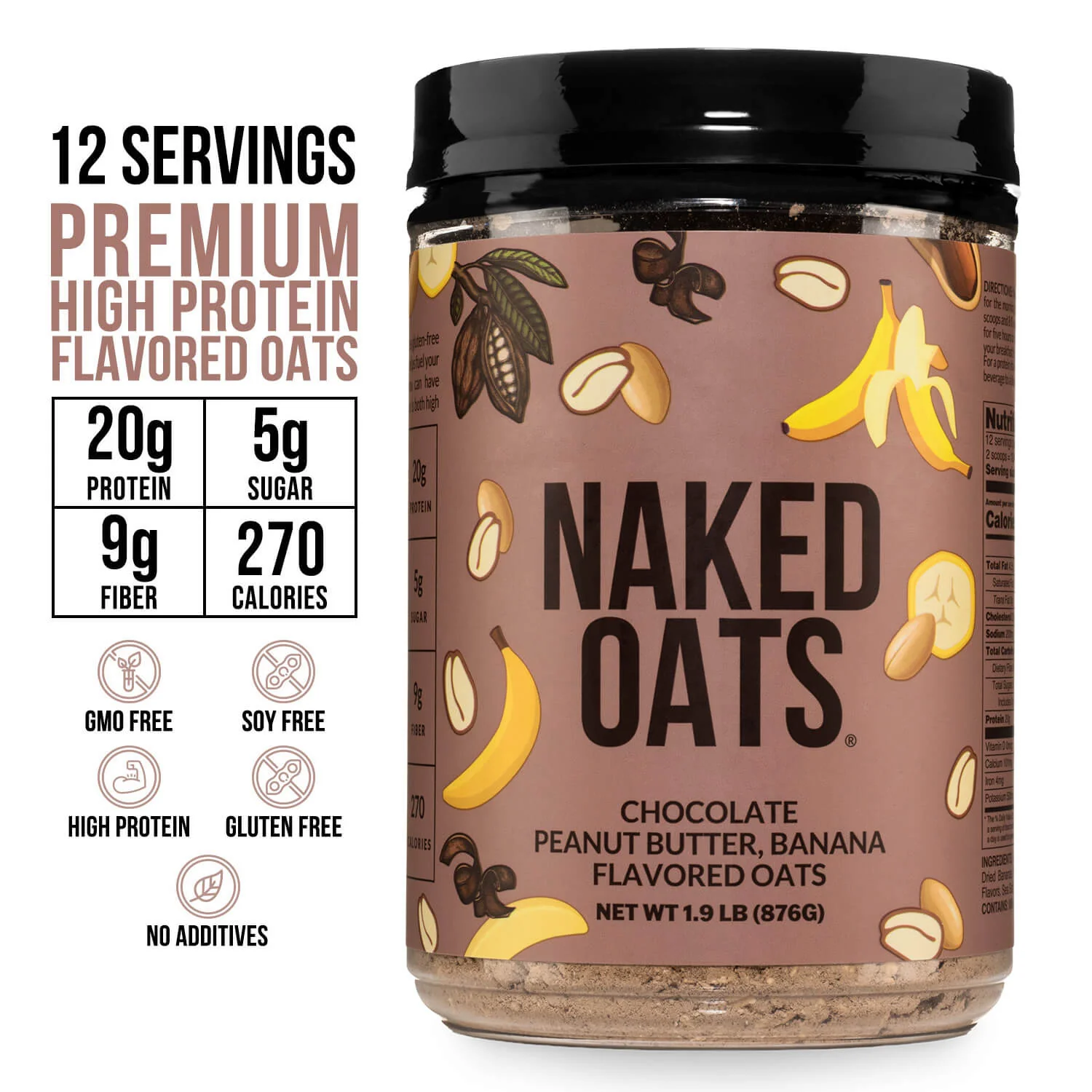 Chocolate Peanut Butter Banana Protein Oats | Naked Oats - Image 3
