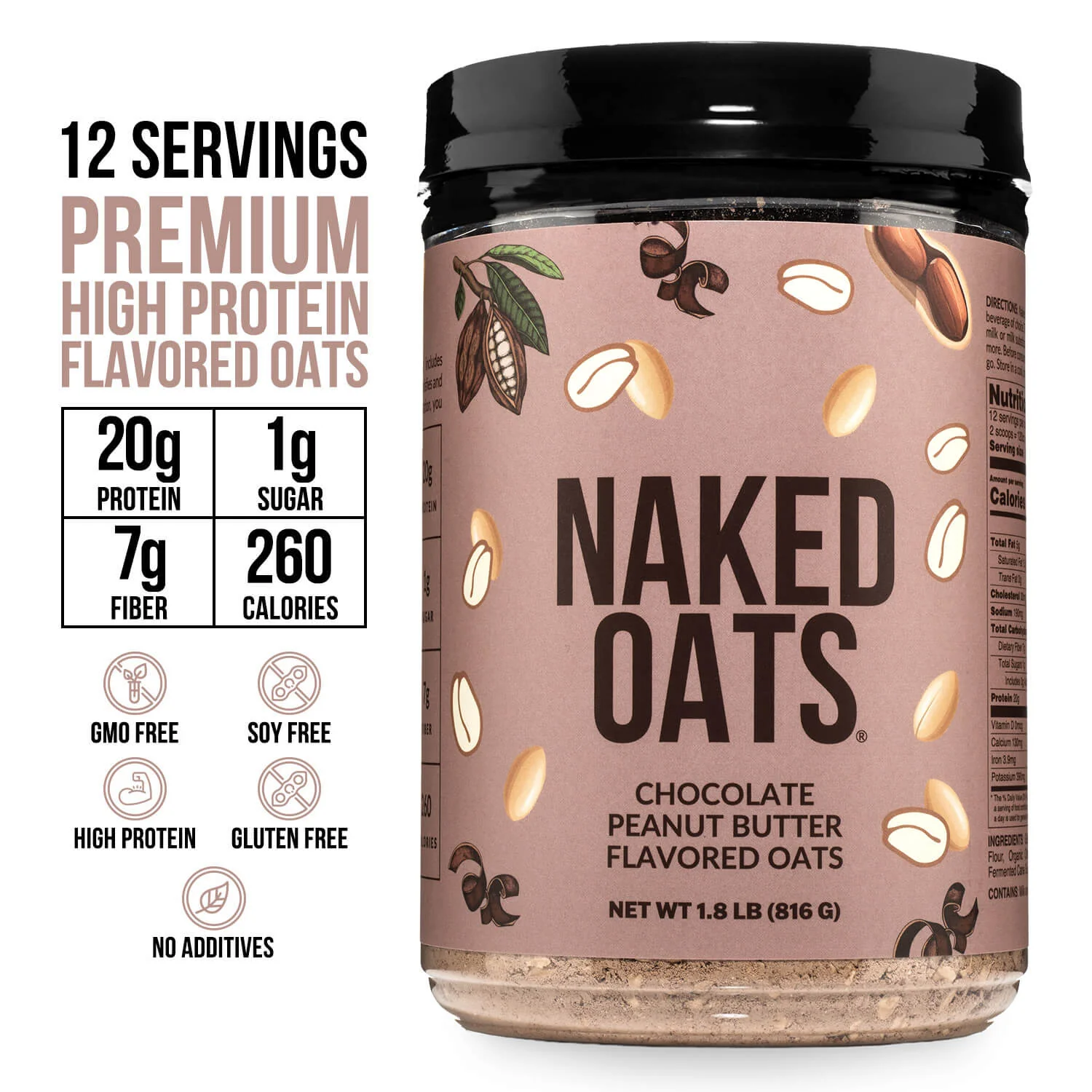Chocolate Peanut Butter Protein Oats | Naked Oats - Image 3