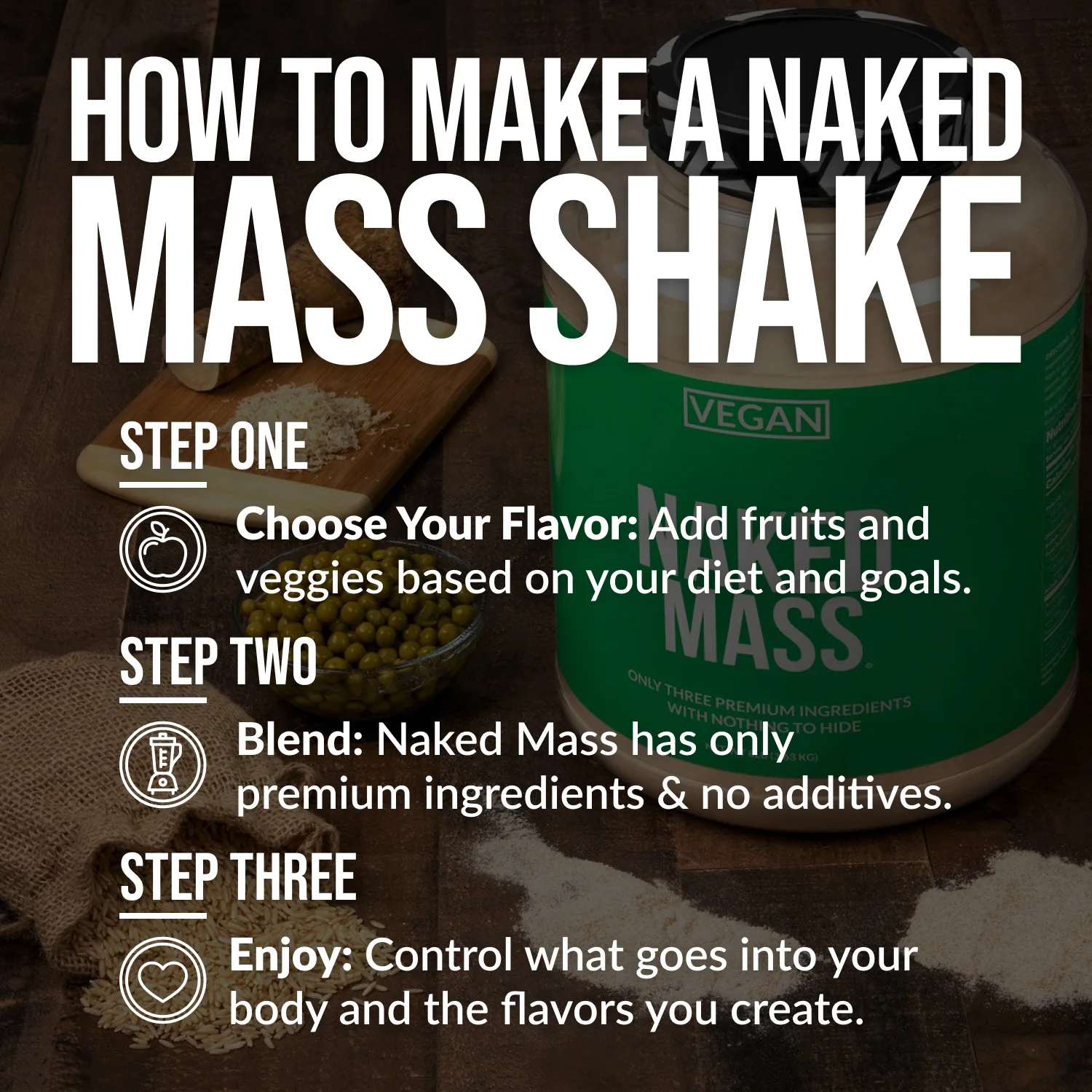 Chocolate Peanut Butter Vegan Mass Gainer Supplement | Naked Vegan Mass - 8LB - Image 6