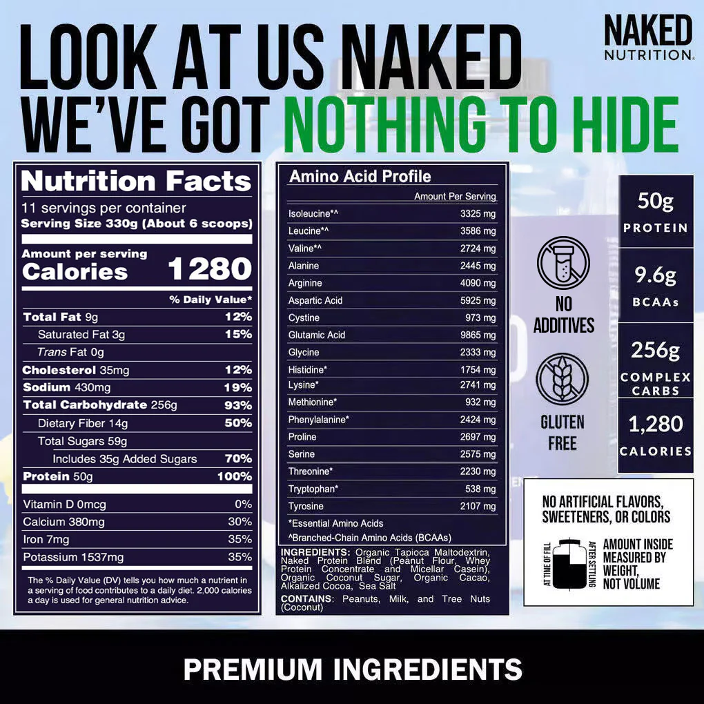 Chocolate Peanut Butter Mass Gainer Protein Supplement | Naked Mass - 8LB - Image 5