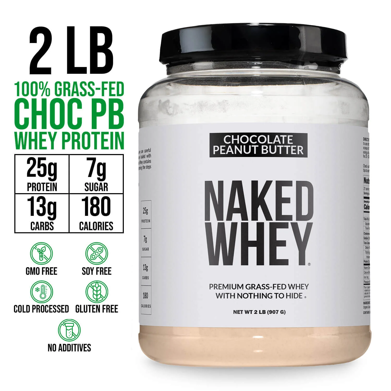 Chocolate Peanut Butter Whey Protein Powder 2LB | Naked Whey - 2LB - Image 3