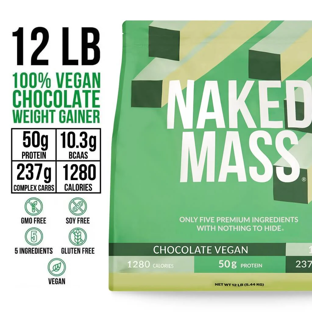 Chocolate Vegan Mass Gainer Supplement | Naked Vegan Mass - 12LB - Image 3