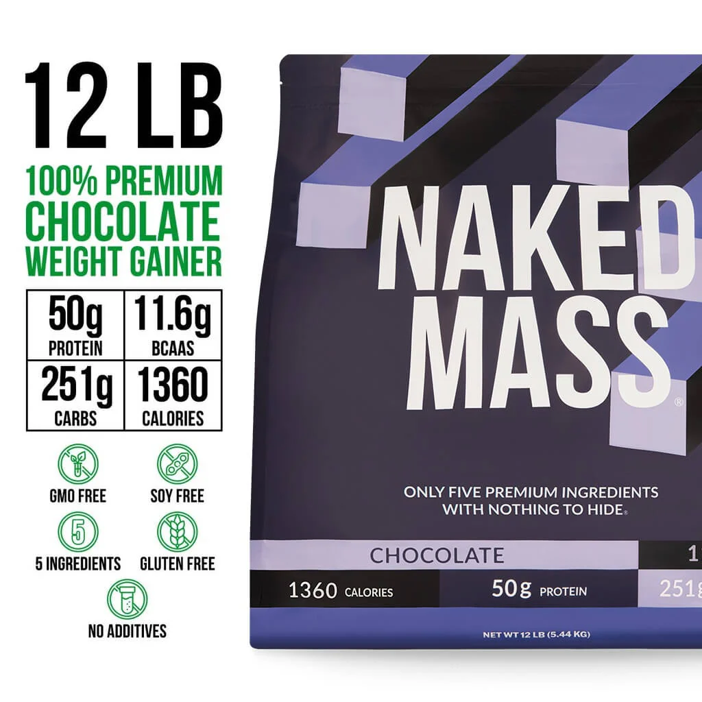 Chocolate Mass Gainer Protein Supplement | Naked Chocolate Mass - 12LB - Image 3