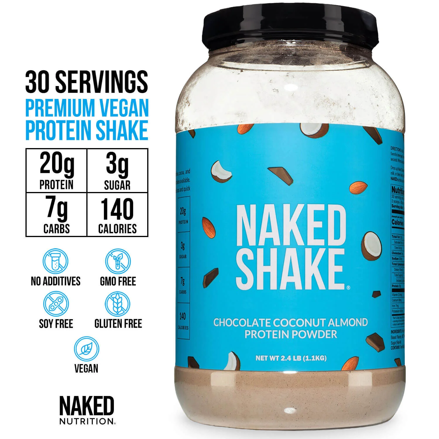 Chocolate Coconut Almond Protein Shake | Naked Shake - 30 Servings - Image 3