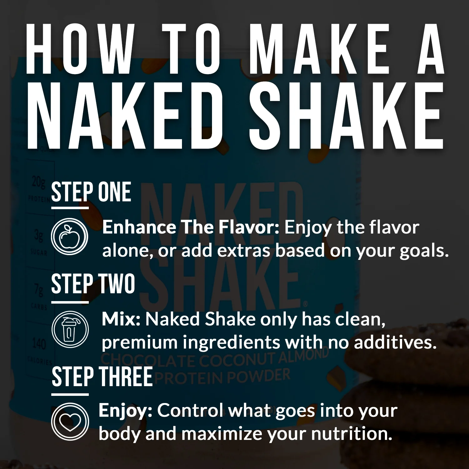 Chocolate Coconut Almond Protein Shake | Naked Shake - 30 Servings - Image 7