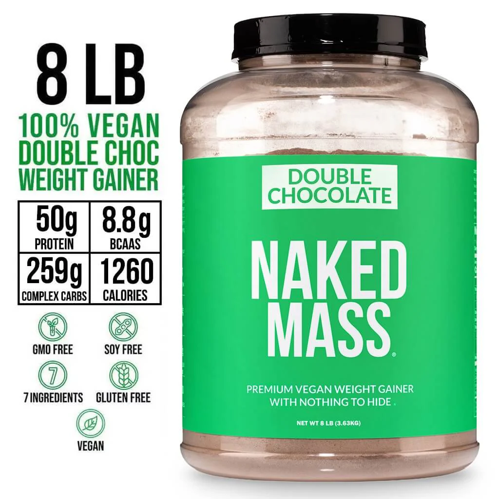 Double Chocolate Vegan Mass Gainer Supplement | Naked Vegan Mass - 8LB - Image 3