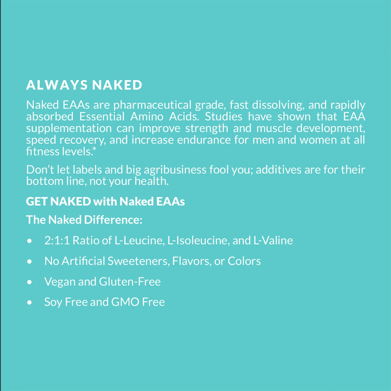 Essential Amino Acids Supplement | Naked EAAs - 50 Servings - Image 2