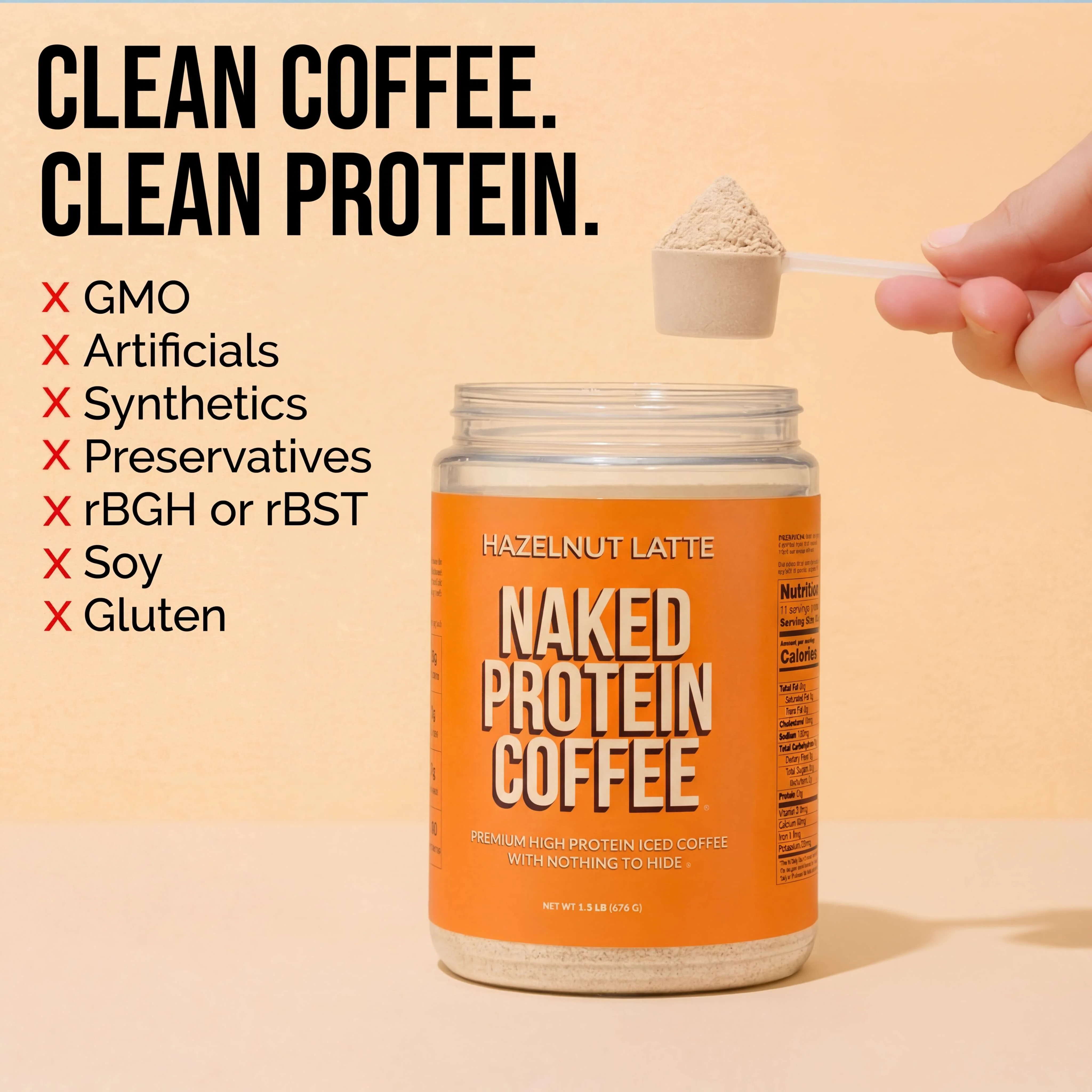 Hazelnut Latte Protein Iced Coffee | Naked Protein Coffee - 17 Servings - Image 3