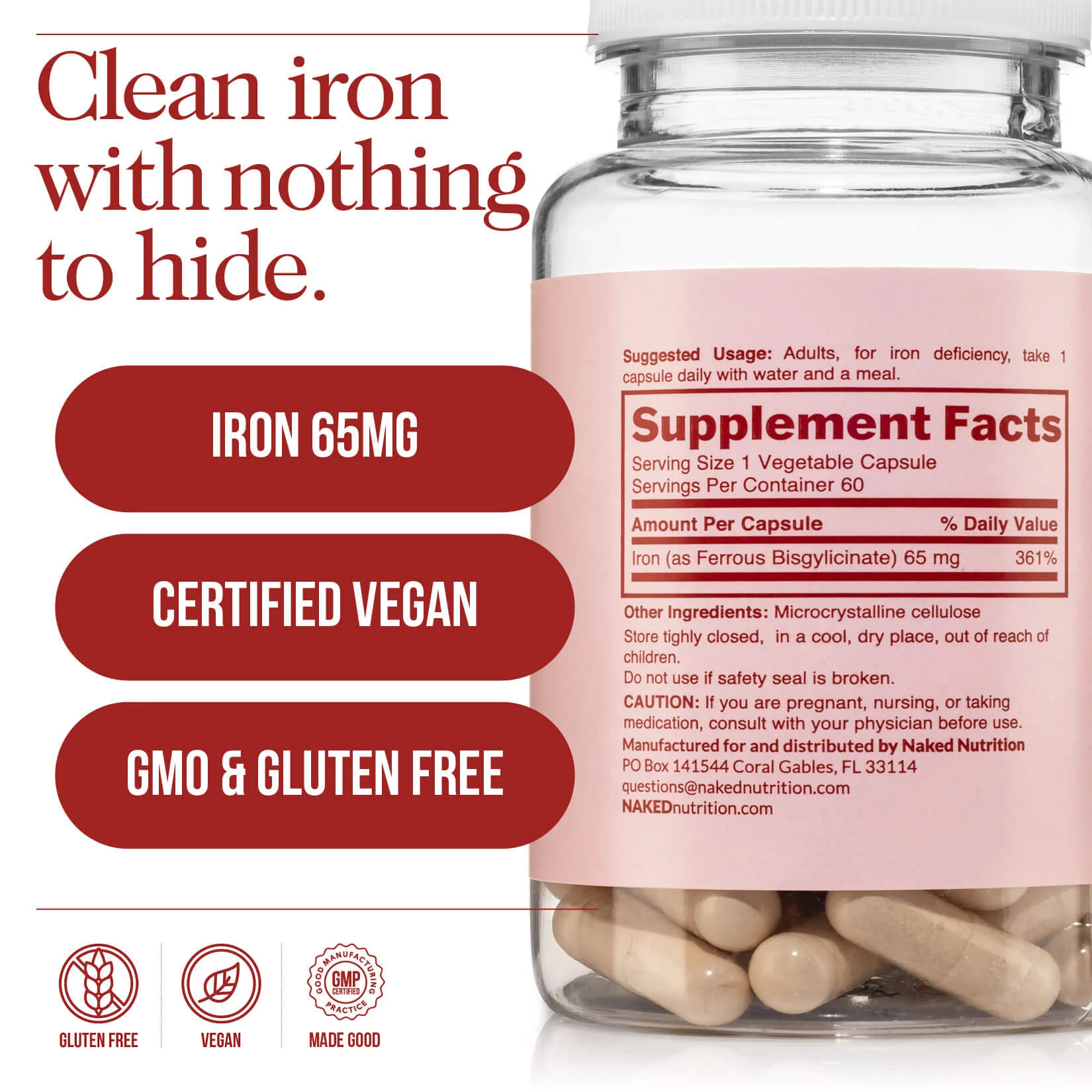 Daily Iron Supplement | Naked Iron - 60 Capsules - Image 4