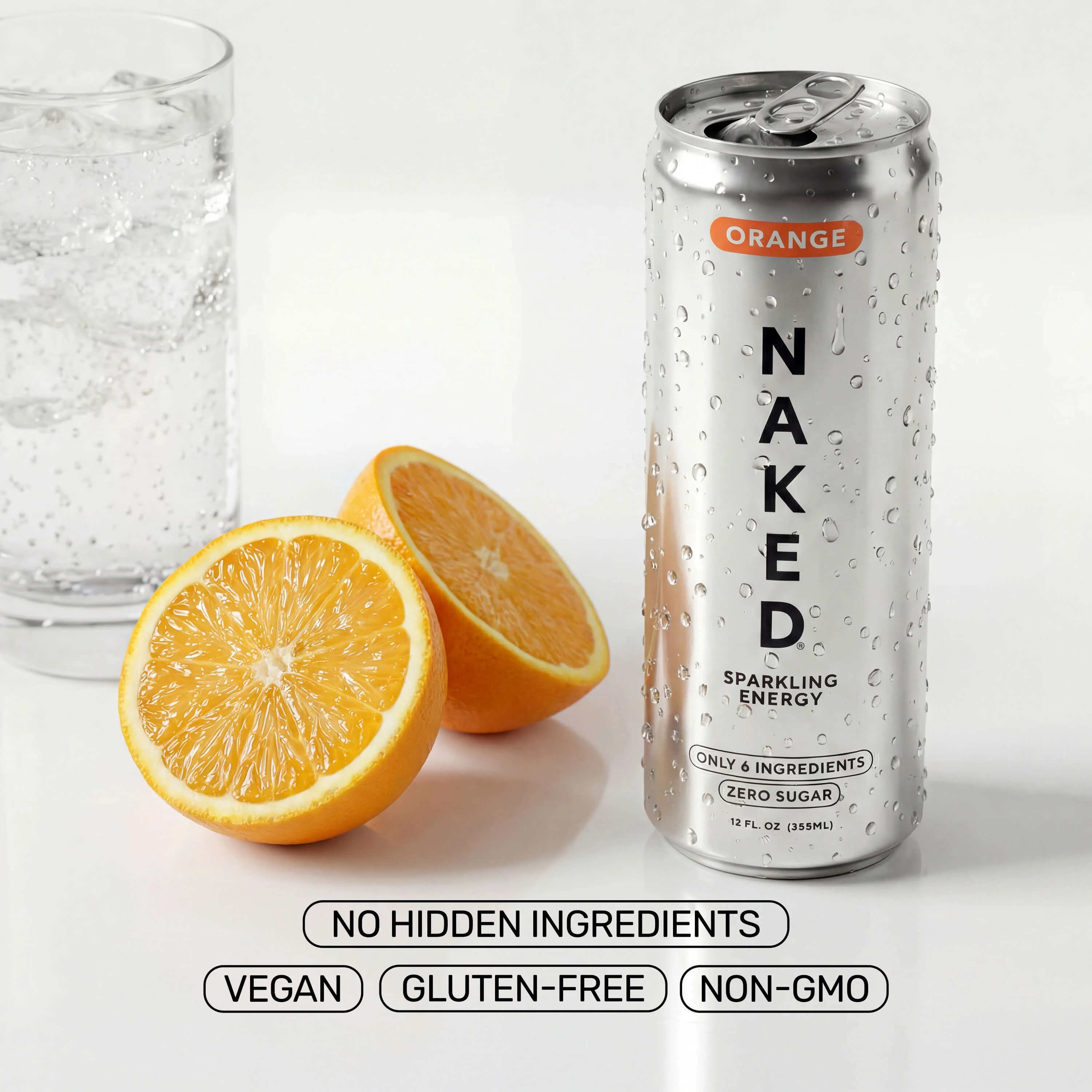 Orange Naked Sparkling Energy | Clean Energy Drink - 12 Cans - Image 6