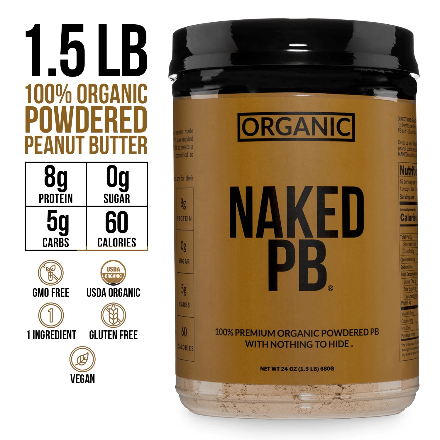 Organic Powdered Peanut Butter | Organic Naked PB - 1.5LB - Image 3
