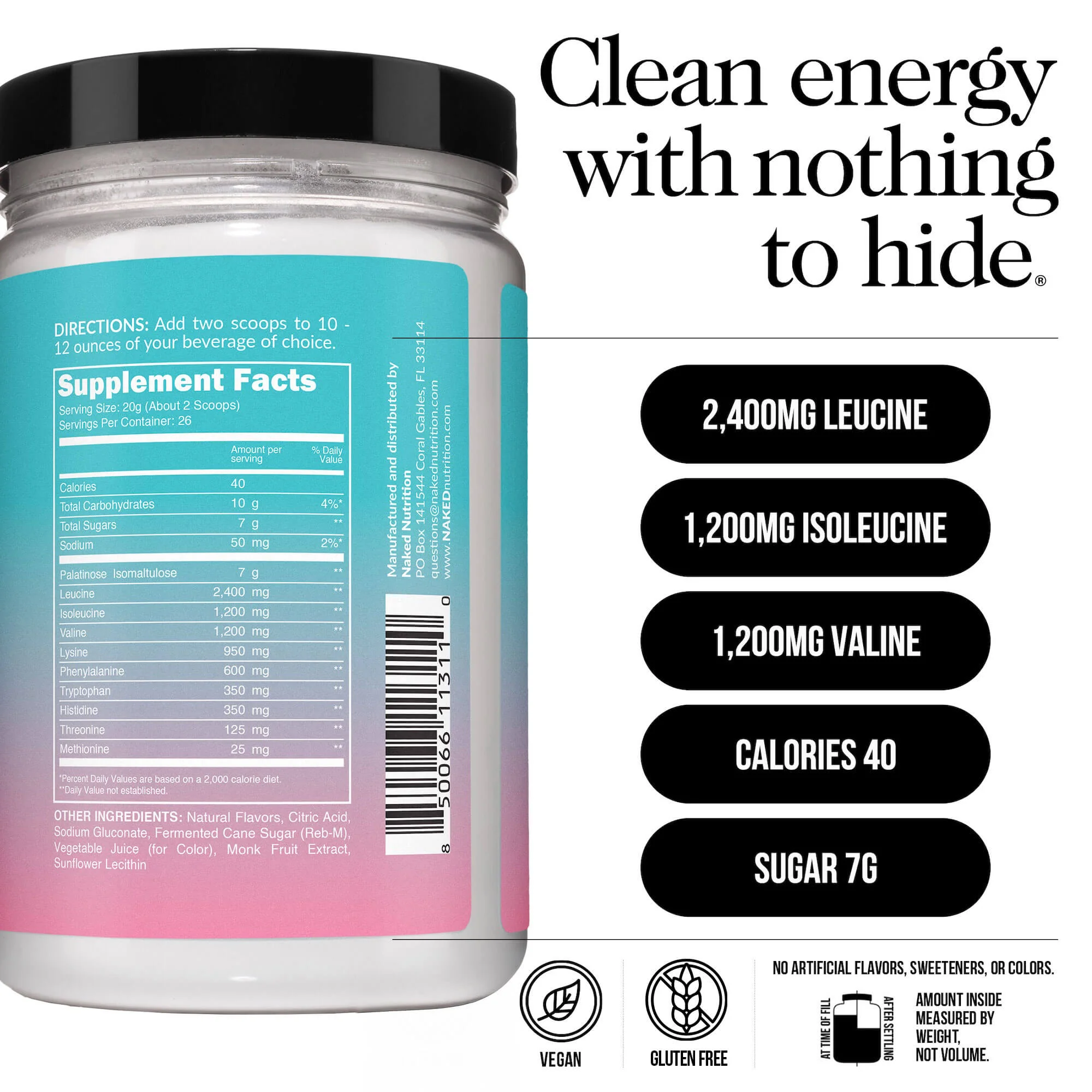 Strawberry Lemonade Essential Amino Acids Supplement | Naked EAAs - 26 Servings - Image 3