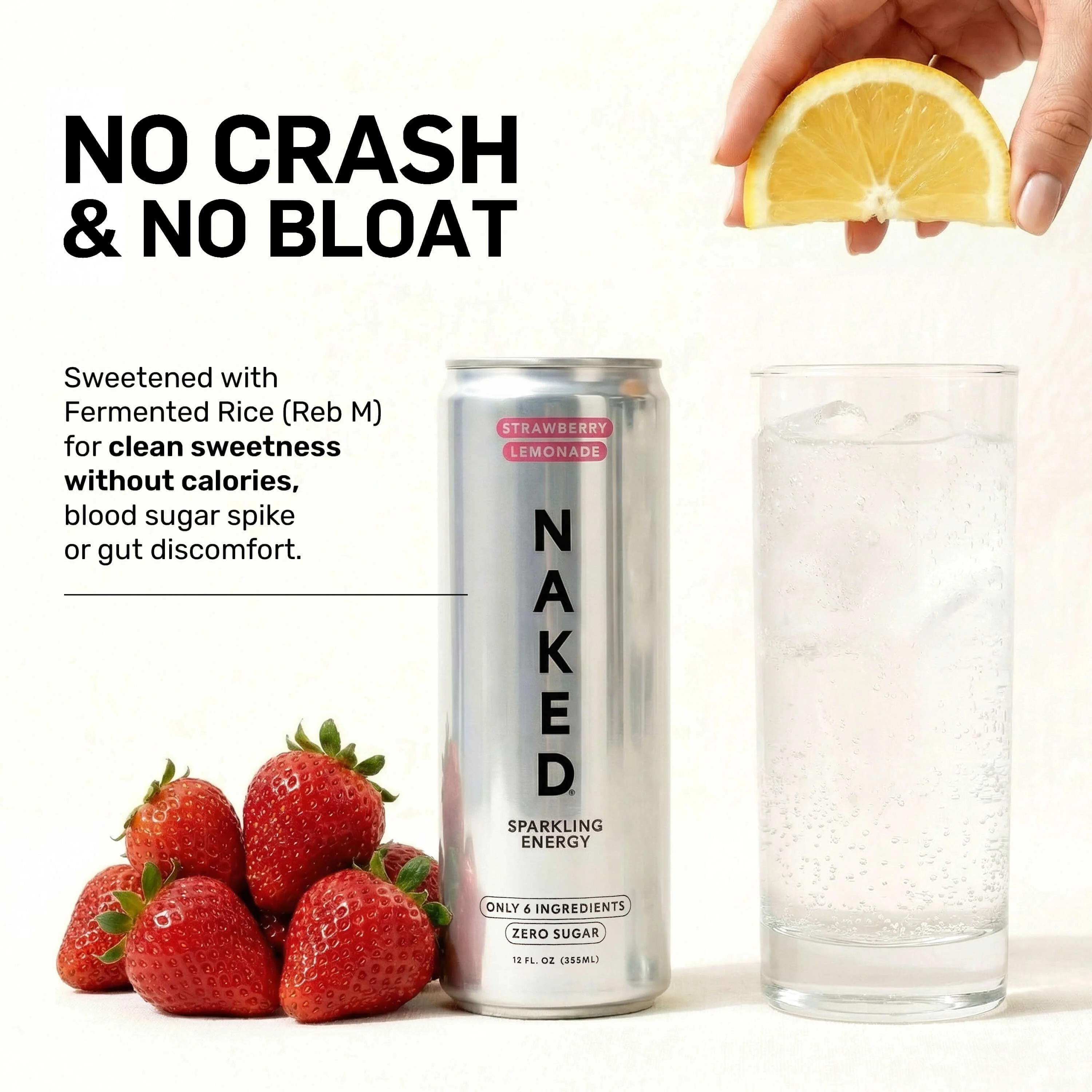 Strawberry Lemonade Naked Sparkling Energy | Clean Energy Drink - 12 Cans - Image 5