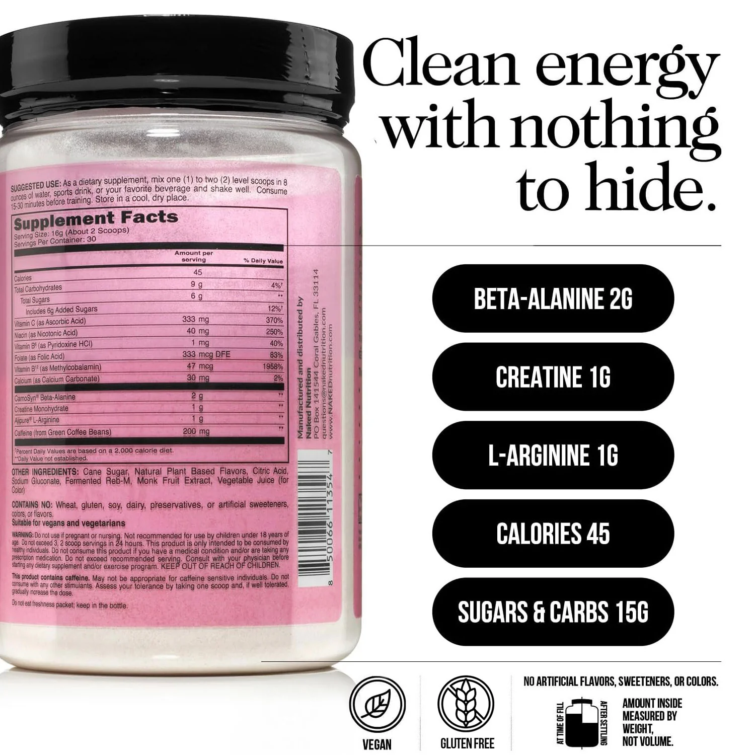 Strawberry Lemonade Pre Workout Supplement | Naked Energy - 30 Servings - Image 4