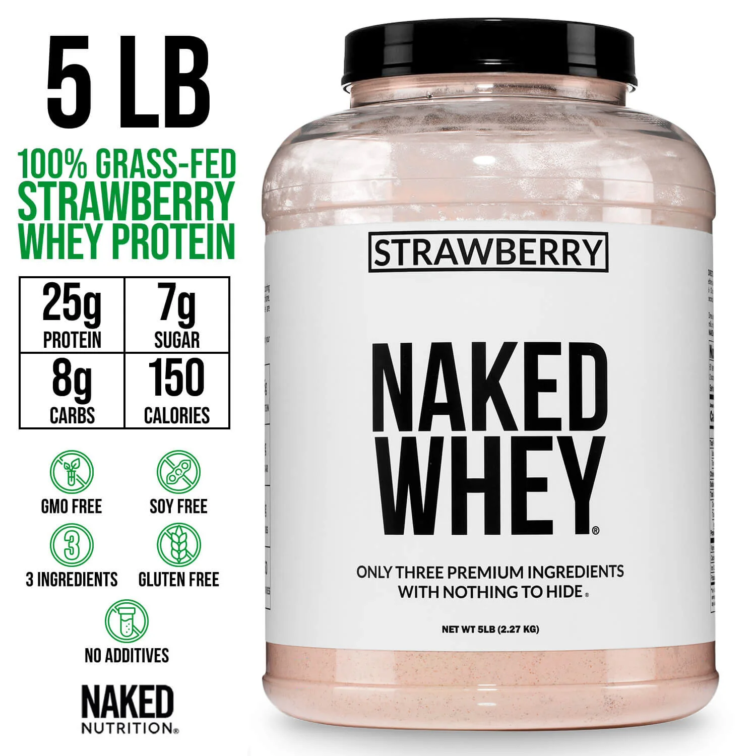 Strawberry Whey Protein Powder | Naked Strawberry Whey - 5LB - Image 3