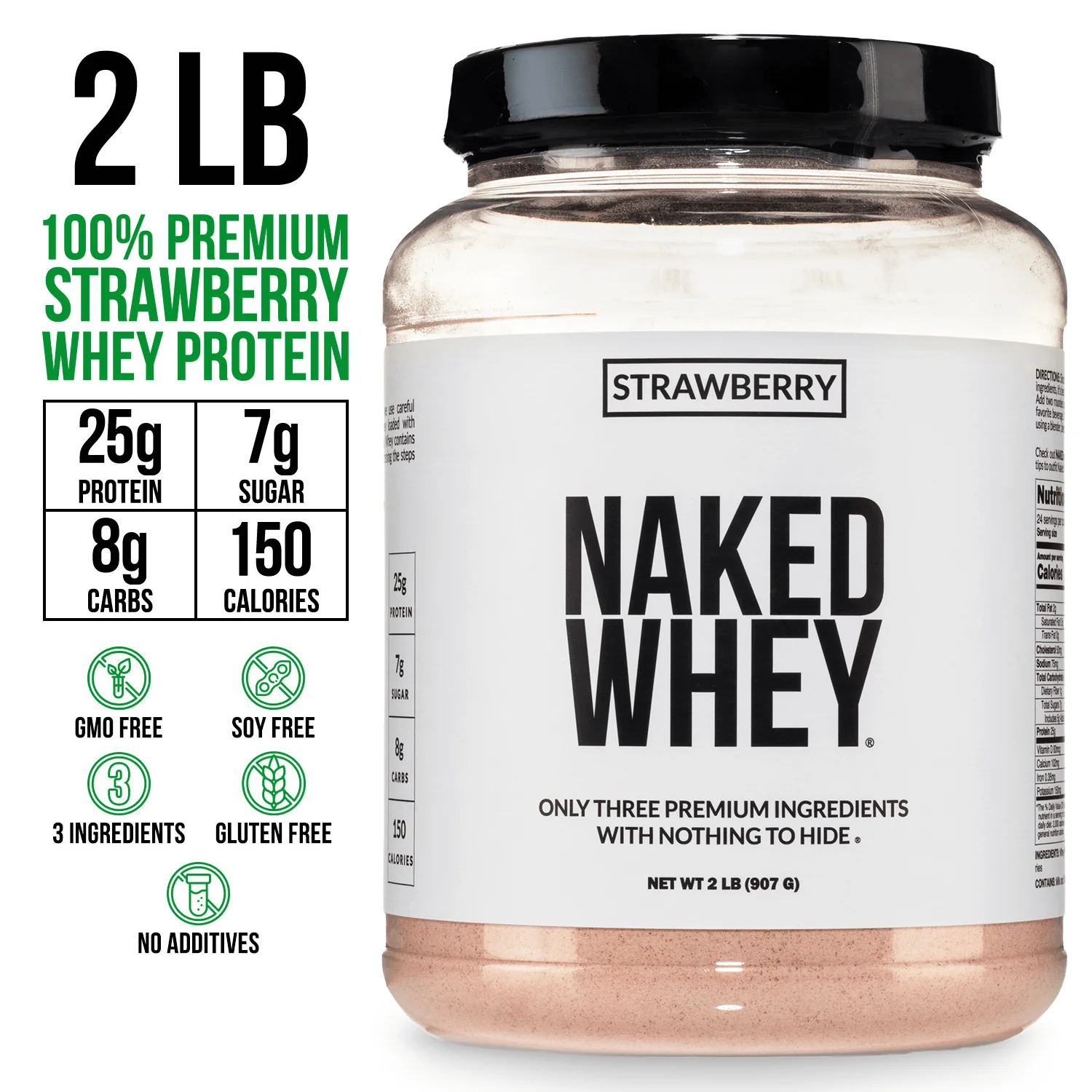 Strawberry Whey Protein Powder | Naked Strawberry Whey - 2LB - Image 3