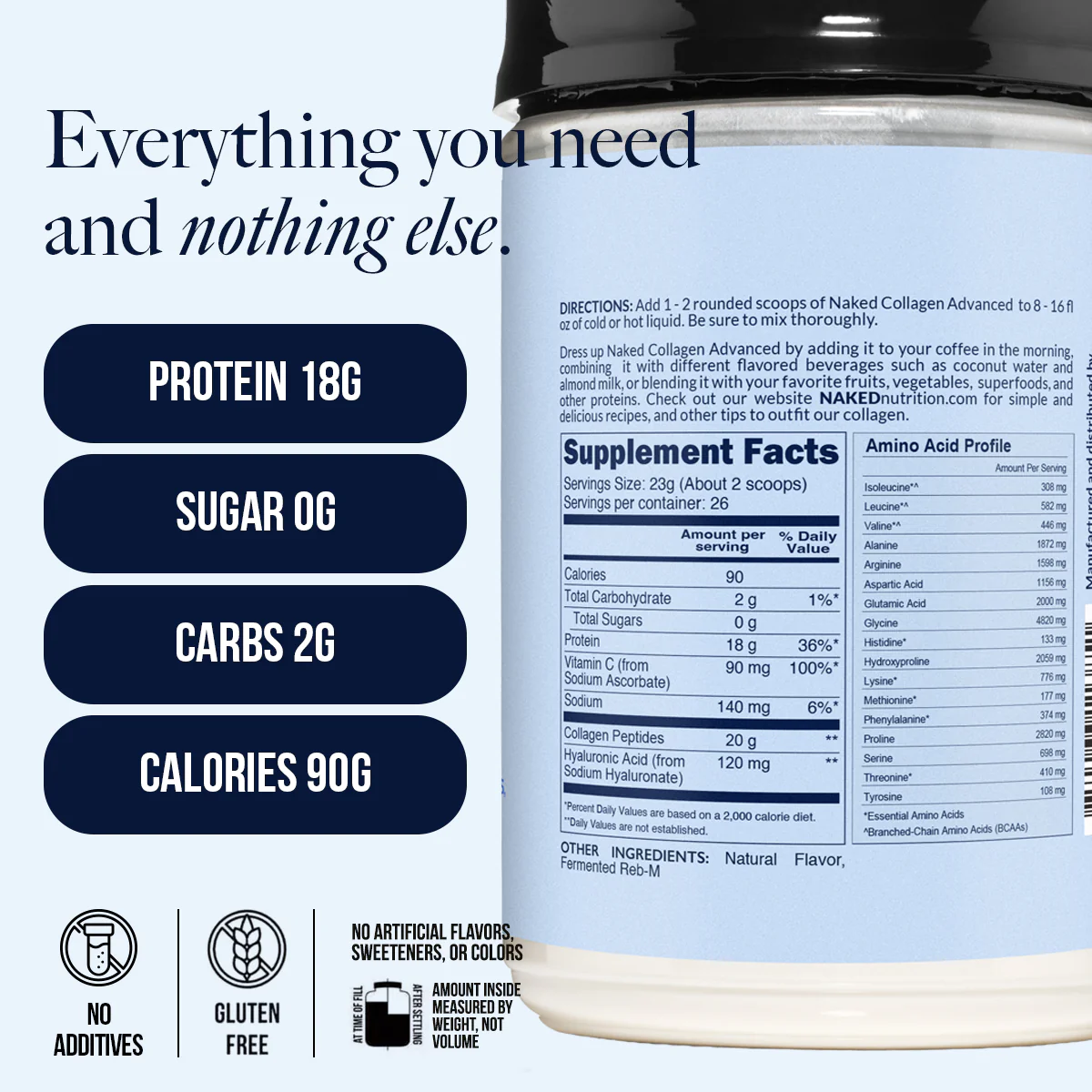 Vanilla Collagen Peptides with Hyaluronic Acid | Naked Collagen Advanced - 1.3 LB - Image 4