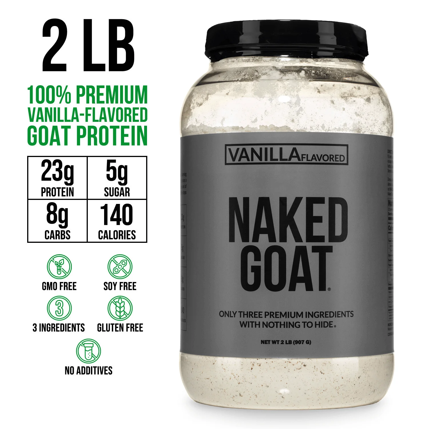 Vanilla Goat Whey Protein Powder | Naked Goat - 2lb - Image 3