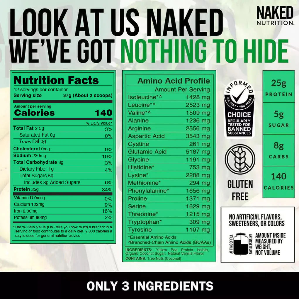 Vanilla Pea Protein Powder | Naked Vanilla Pea - 1LB - Image 4