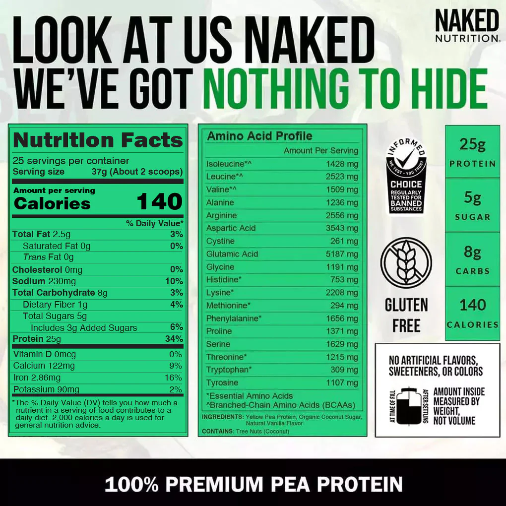 Vanilla Pea Protein Powder | Naked Vanilla Pea - 2LB - Image 4