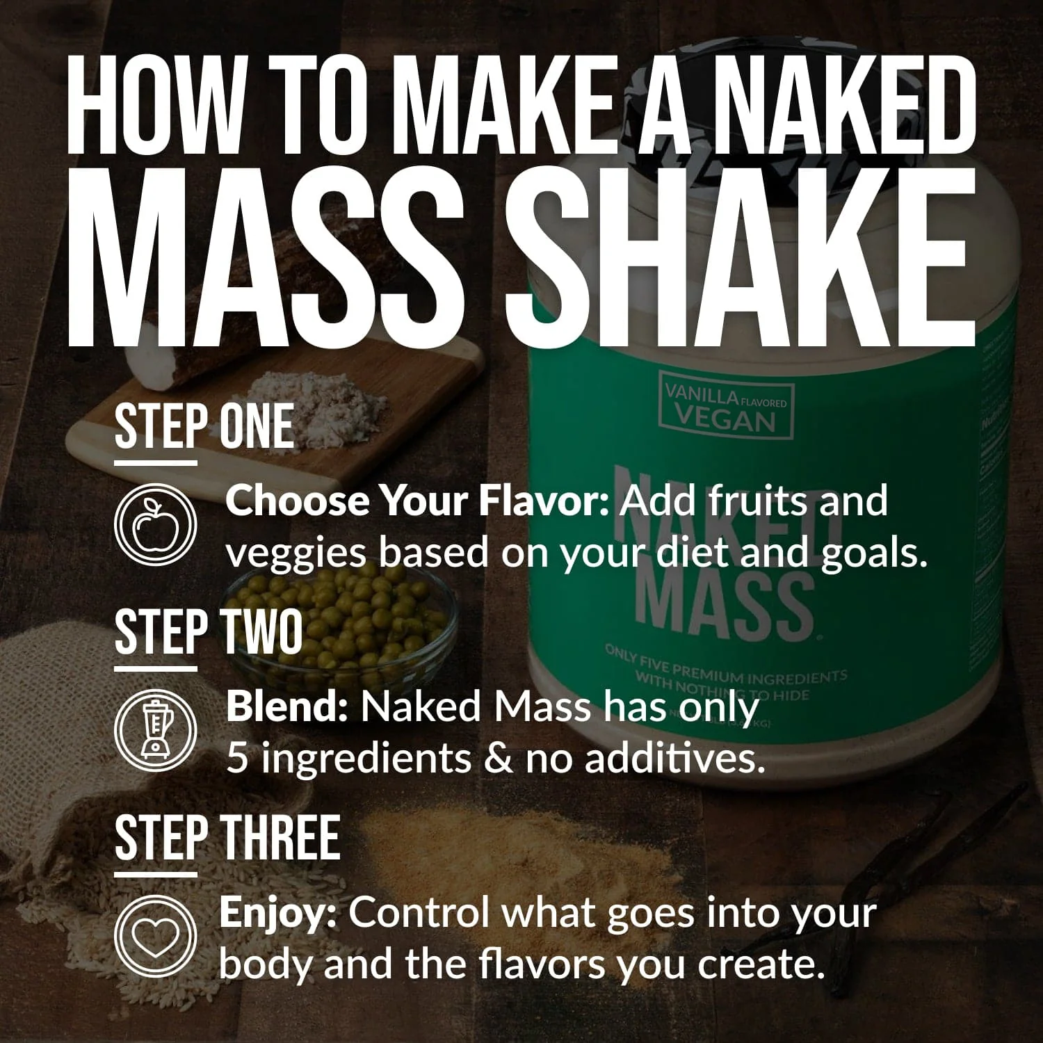 Vanilla Vegan Mass Gainer Supplement | Naked Vegan Mass - 8LB - Image 6