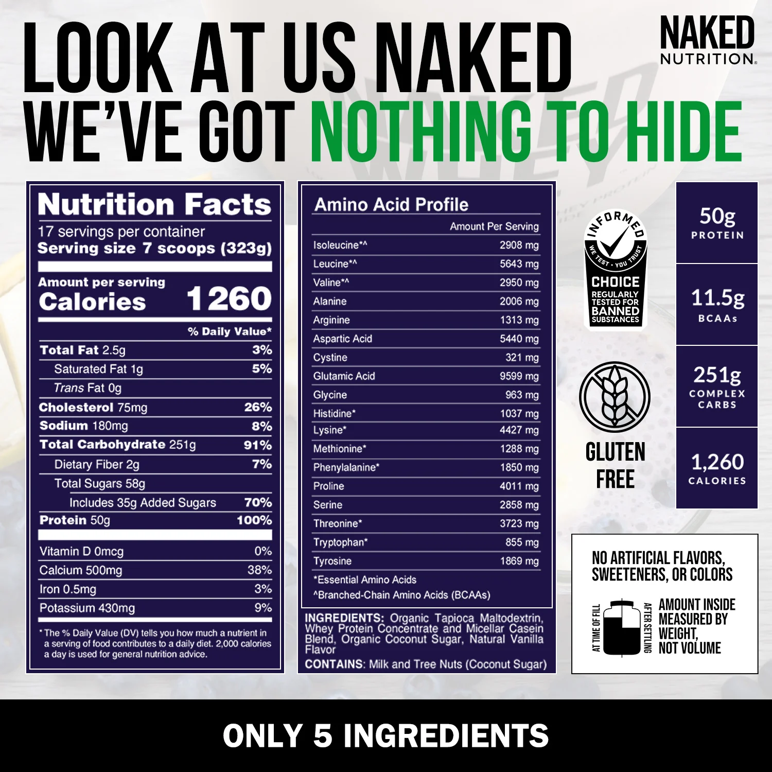 Vanilla Mass Gainer Protein Supplement | Naked Vanilla Mass - 12LB - Image 5