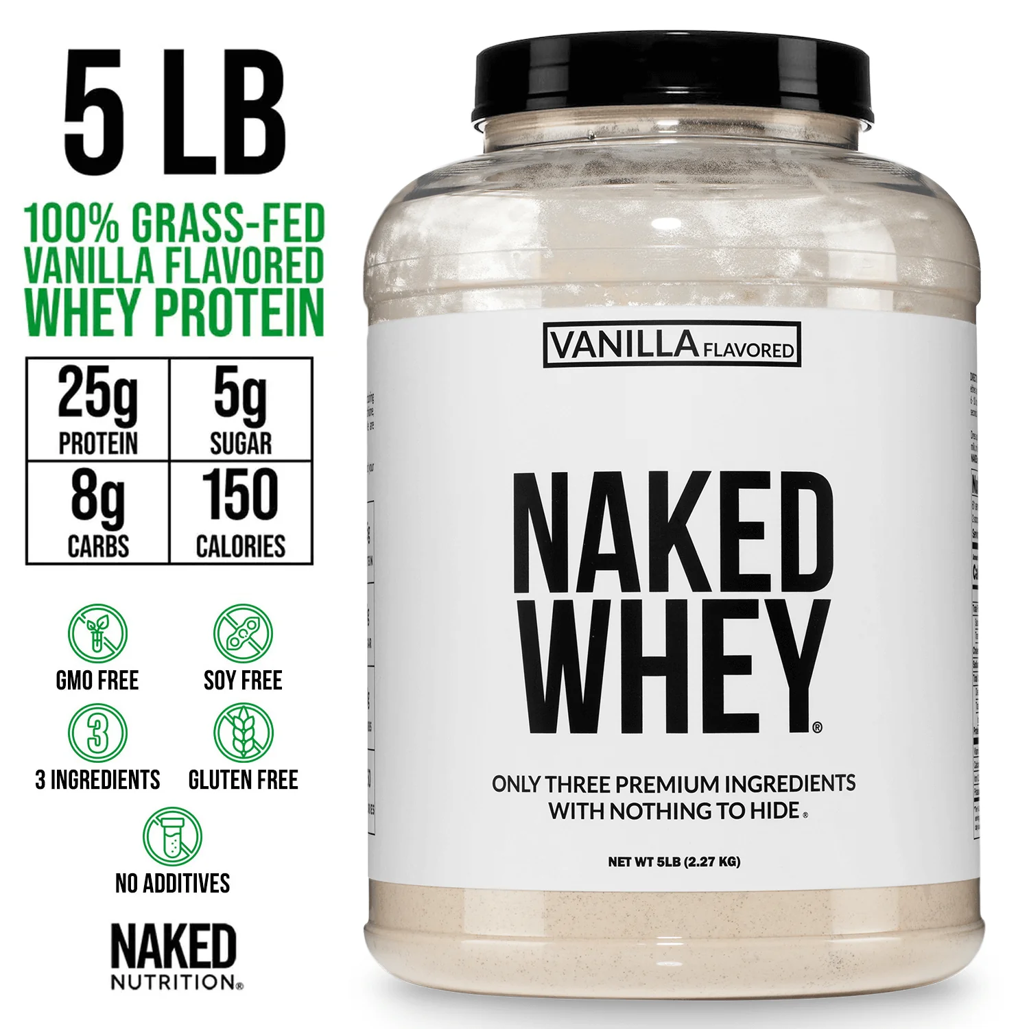 Vanilla Whey Protein Powder | Naked Vanilla Whey - 5LB - Image 3