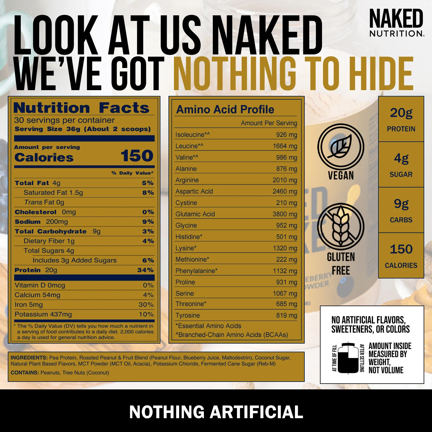 PB Blueberry Vegan Protein | Naked Shake - 30 Servings - Image 4