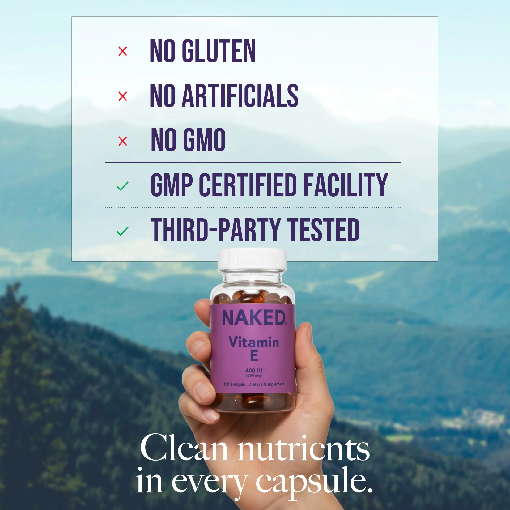 Daily Vitamin E Supplement | Naked Vitamin E - 100 Softgels - Image 2