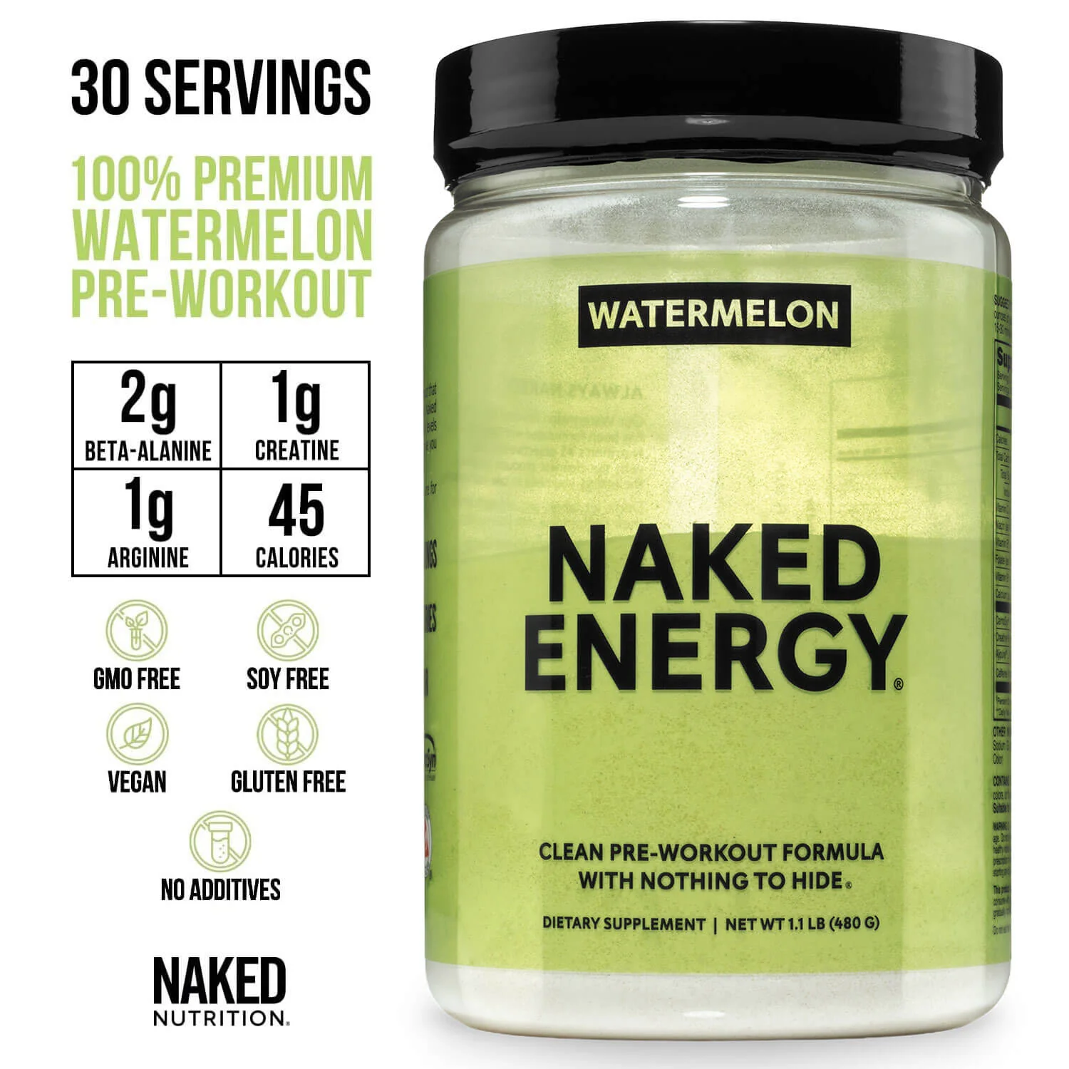 Watermelon Pre Workout Supplement | Naked Energy - 30 Servings - Image 3