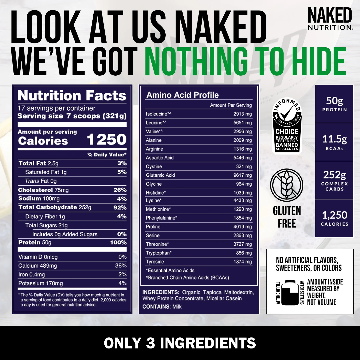 Mass Gainer Protein Supplement | Naked Mass - 12LB - Image 5