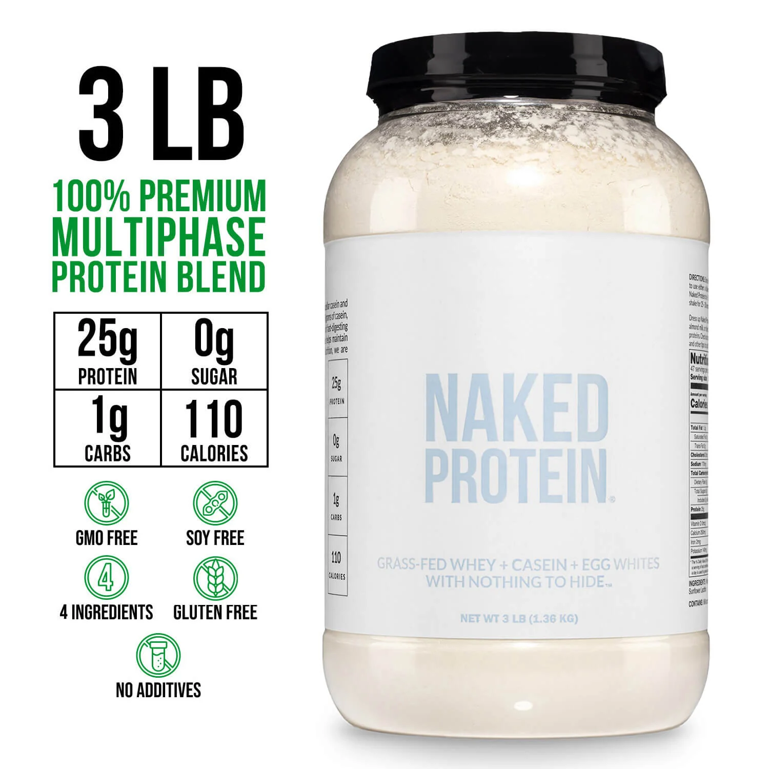 Protein Powder Blend - 3LB Egg, Whey & Casein Protein Blend | Naked Protein - 3LB - Image 3